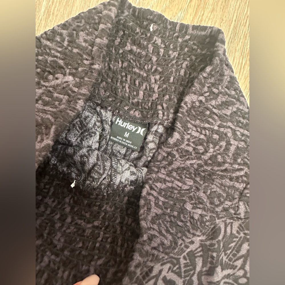 Hurley button up crop top and loose leg bottoms in Charcoal